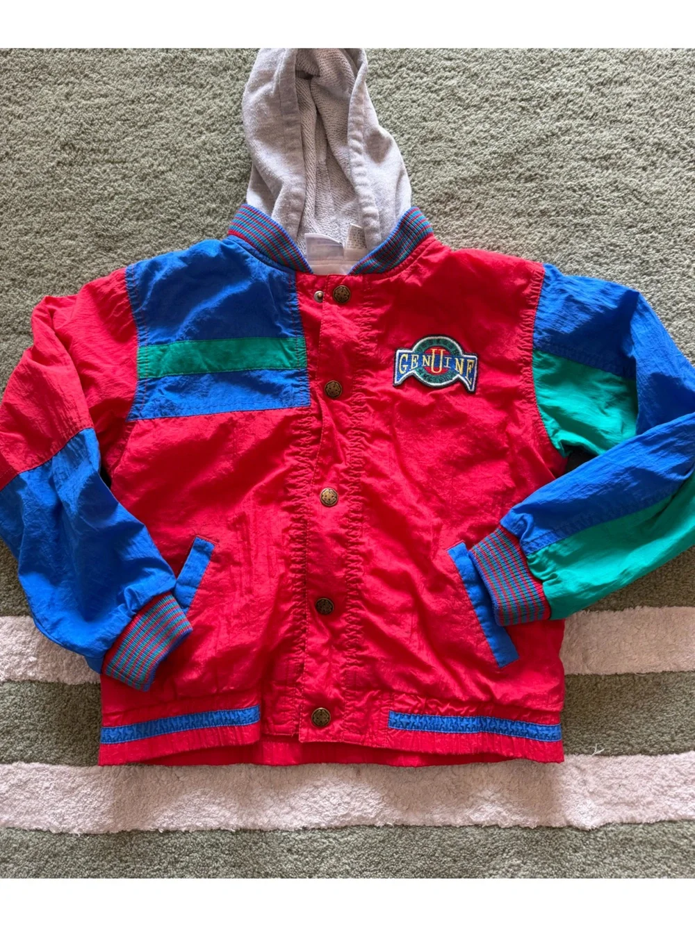OshKosh B'gosh | 1900/early 2000s Red Hooded Colorblock Puffer Jacket